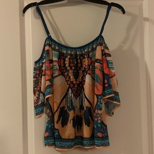 Multi-colored off the shoulder blouse - size XS
